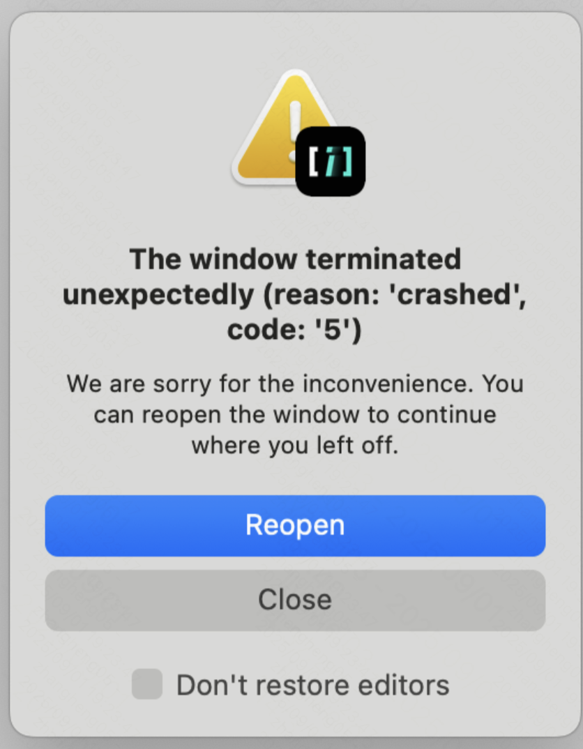Window crashed